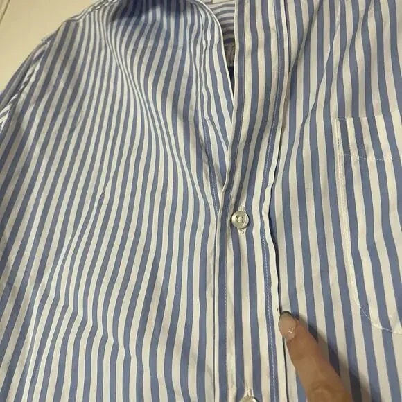 Frank & Eileen blue striped silvio button front long sleeve cotton shirt XL - Picture 5 of 7